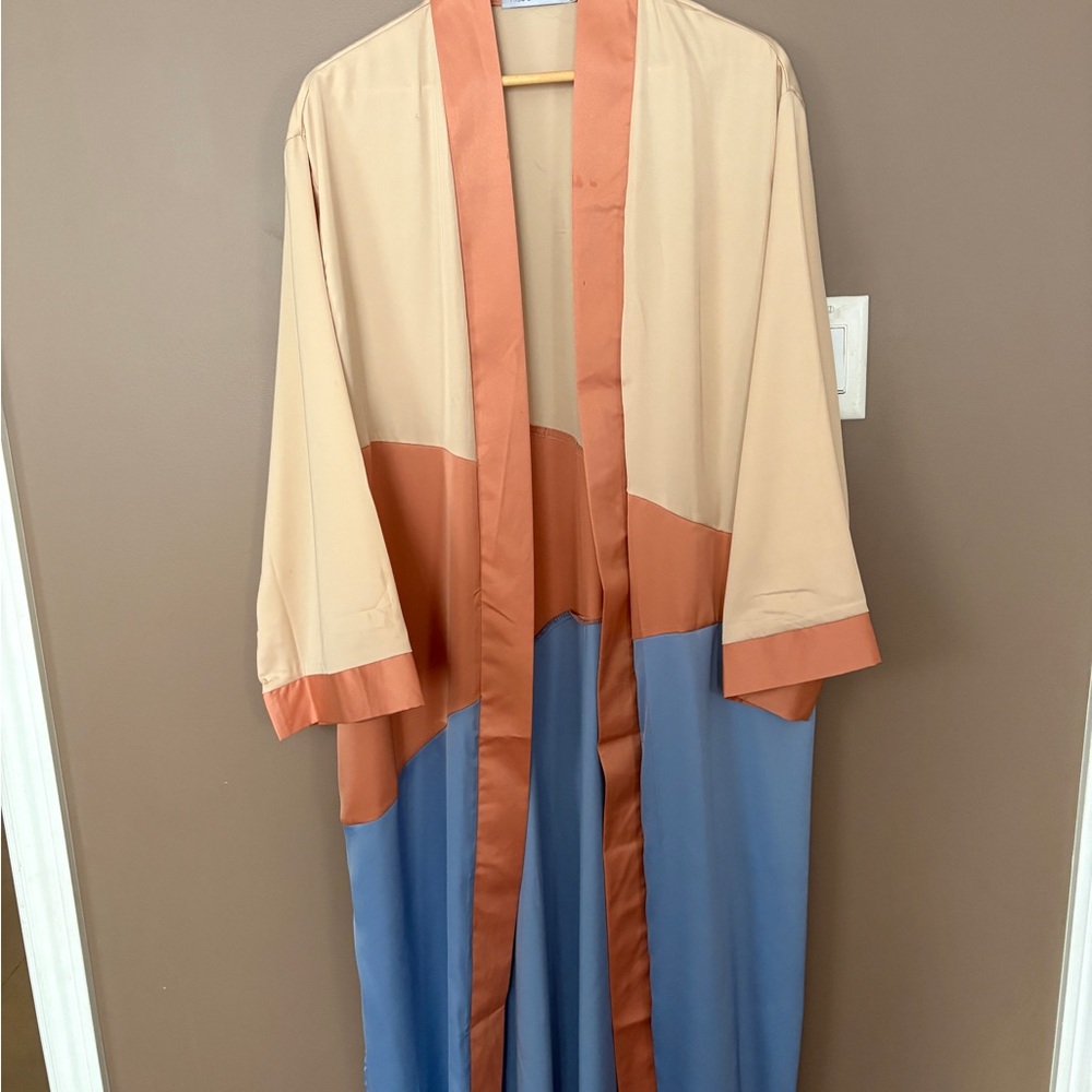 Colorblock duster robe